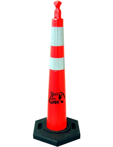 42\" Grabber Cone with 6\" \u0026 4\" Reflective Collar and 16 Lb. Recycled Rubber Base with Full Color Graphic