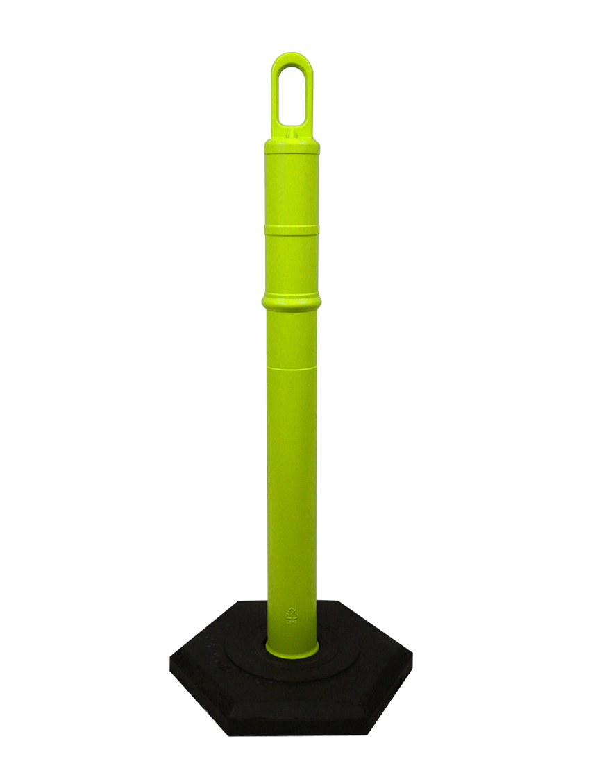 42\" LIME TrafFix Looper Tube with 8 Lb. Base with Full Color Graphic