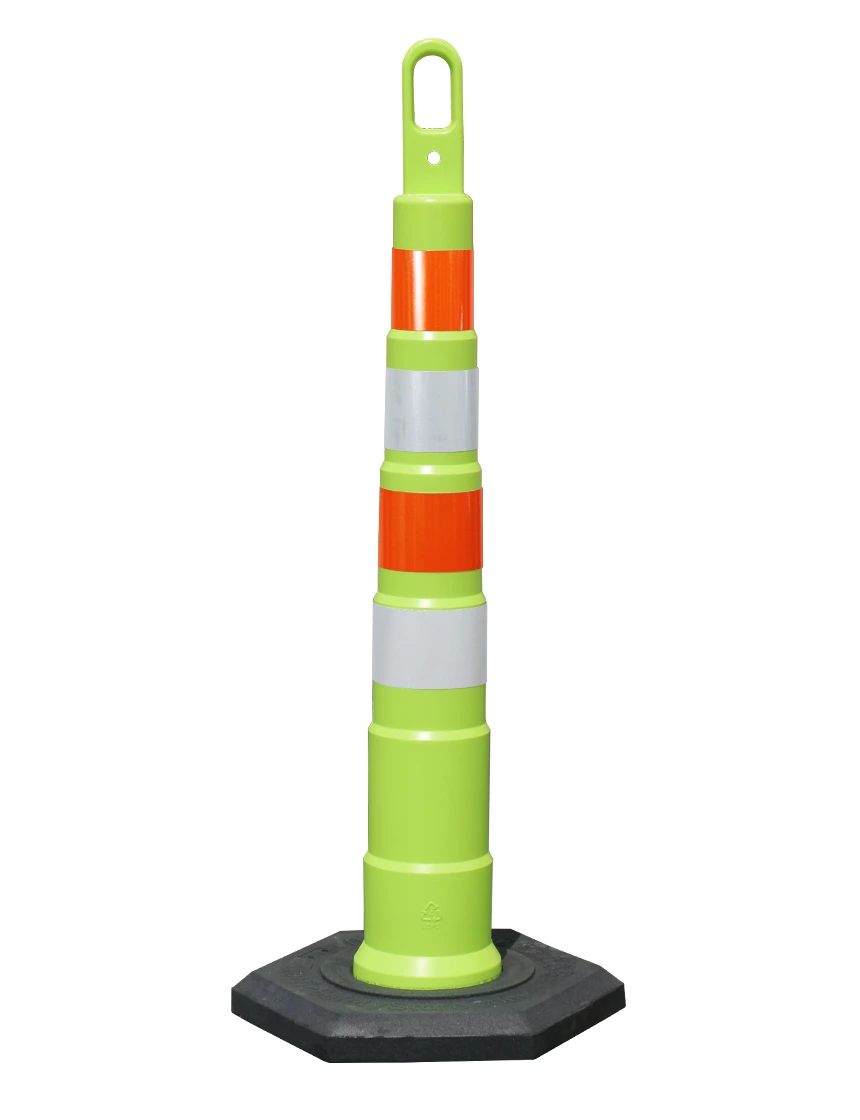 42\" LIME Traffix Looper Cone Channelizer w/Four (4) 4\" EG Reflective Collars \u0026 16 Lb. Rubber Base