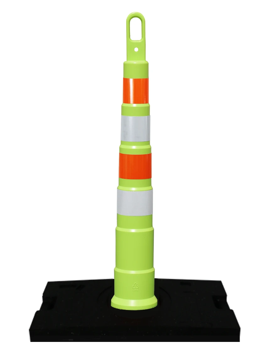 42\" LIME Traffix Looper Cone Channelizer w/Four (4) 4\" EG Reflective Collars \u0026 30 Lb. Rubber Base