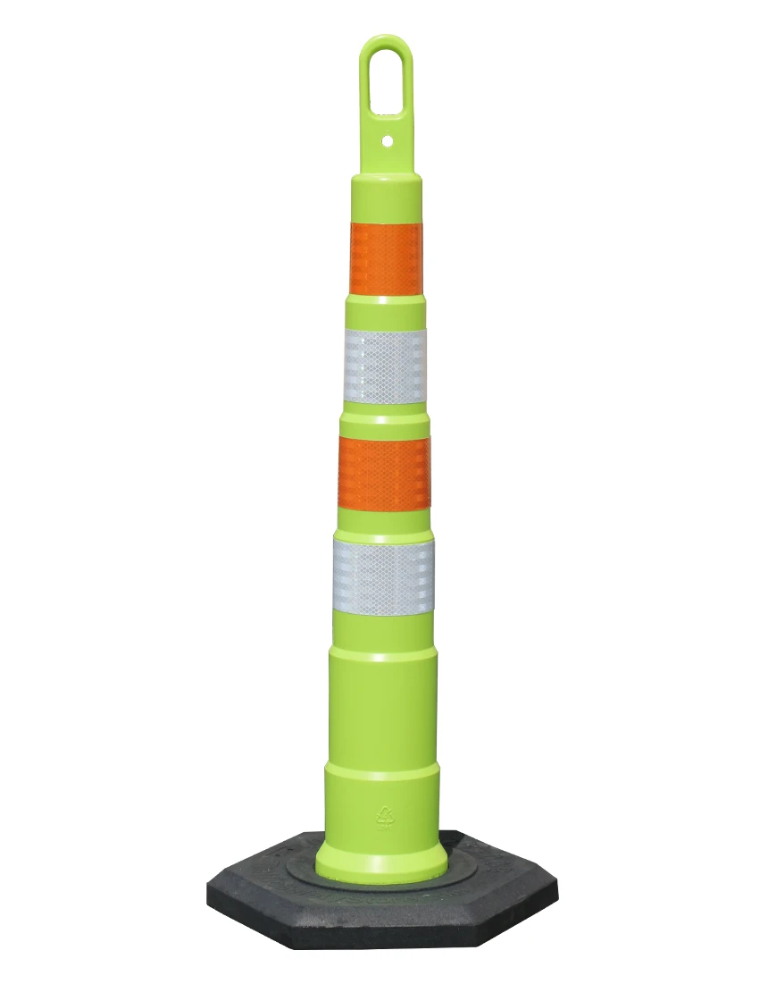 42\" LIME Traffix Looper Cone Channelizer w/Four (4) 4\" HI Reflective Collars \u0026 16 Lb. Rubber Base