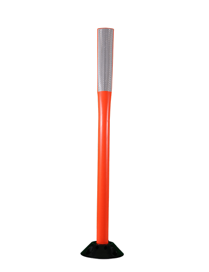 42\" Orange Flat Faced Delineator with one (1) 2\"X 12\" white reflective strip \u0026 Adhesive Pads