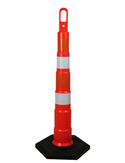 42\" Traffix Looper Cone Channelizer w/Four (4) 4\" EG Reflective Collars \u0026 16 Lb Recycled Rubber Base