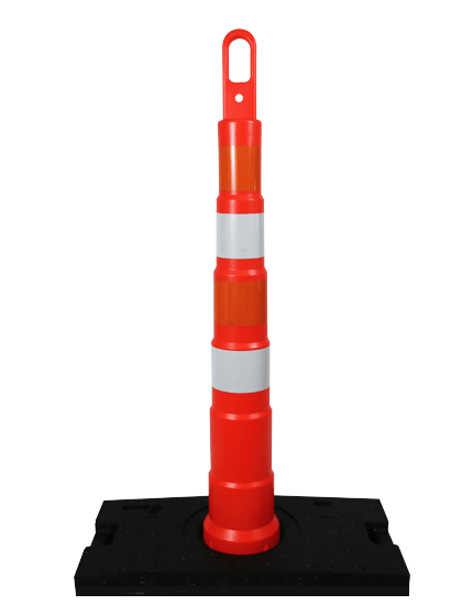 42\" Traffix Looper Cone Channelizer w/Four (4) 4\" HI Reflective Collars \u0026 30 Lb Recycled Rubber Base
