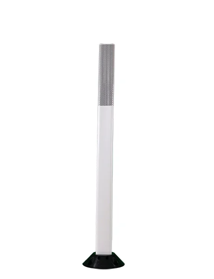 42\" White Cloverleaf Delineator with 2\" by 10\" White Reflective Collar \u0026 Concrete Mounting Hardware