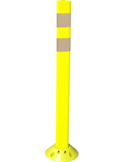 42\" Yellow Clover-Leaf Urethane Delineator Post,Surface Mount Base, 2 Ref Stripe,Fasteners for Cncrt