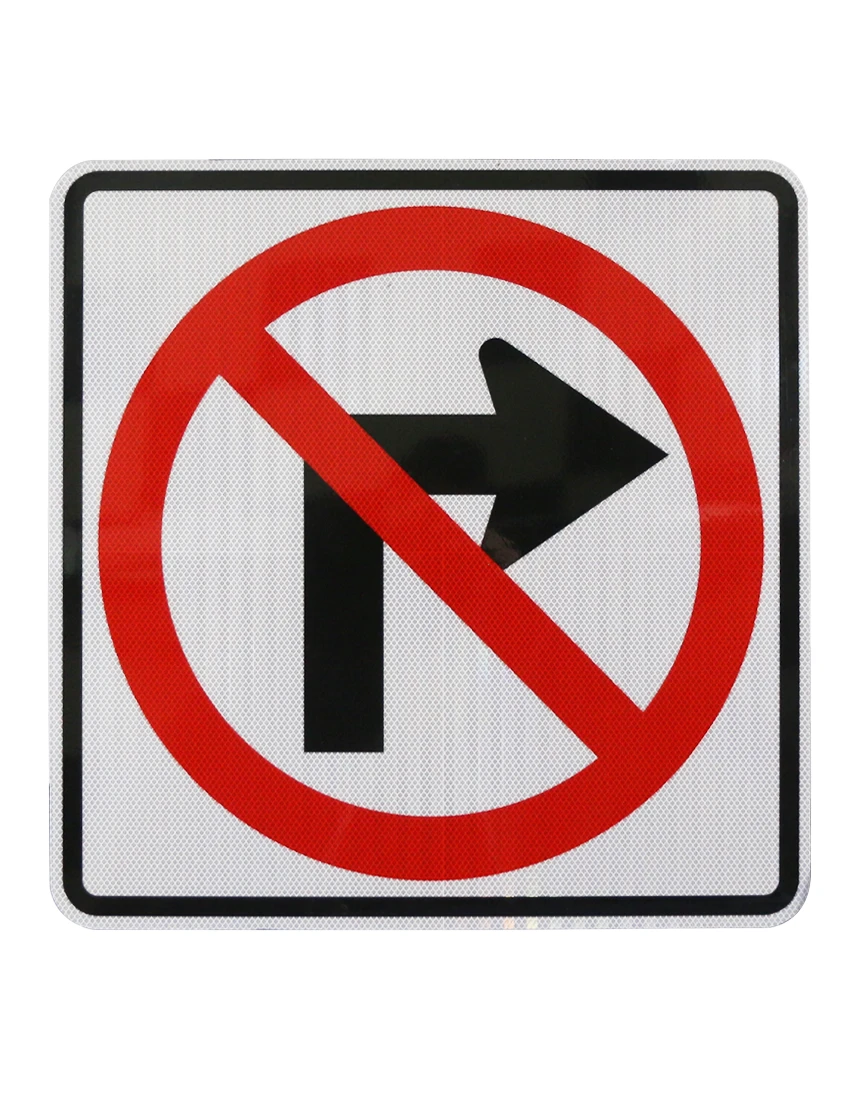 48\" X 48\"NO RIGHT TURN SYMBOL Sign with HI Sheeting, 4 Mil ACM