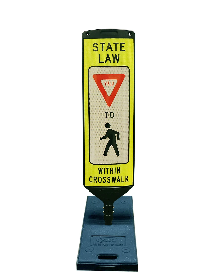 48\" STATE LAW YIELD TO PEDESTRIANS DOUBLE SIDED - PORTABLE