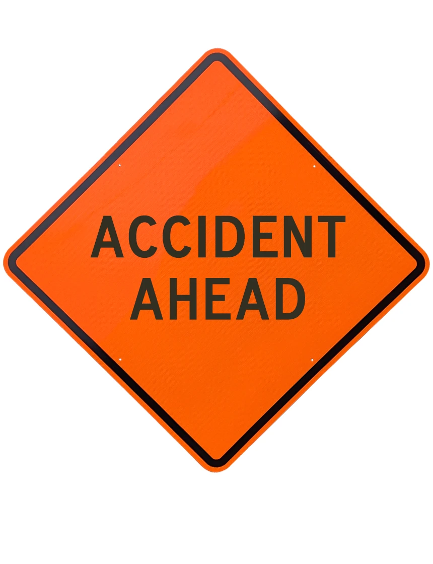 48\", Aluminum, Diamond Grade Reflective Sign, ACCIDENT AHEAD