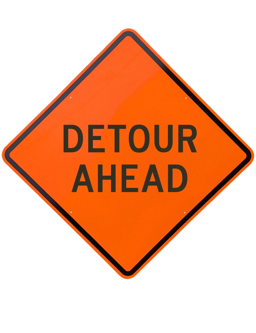 48\", Aluminum, Diamond Grade Reflective Sign, DETOUR AHEAD
