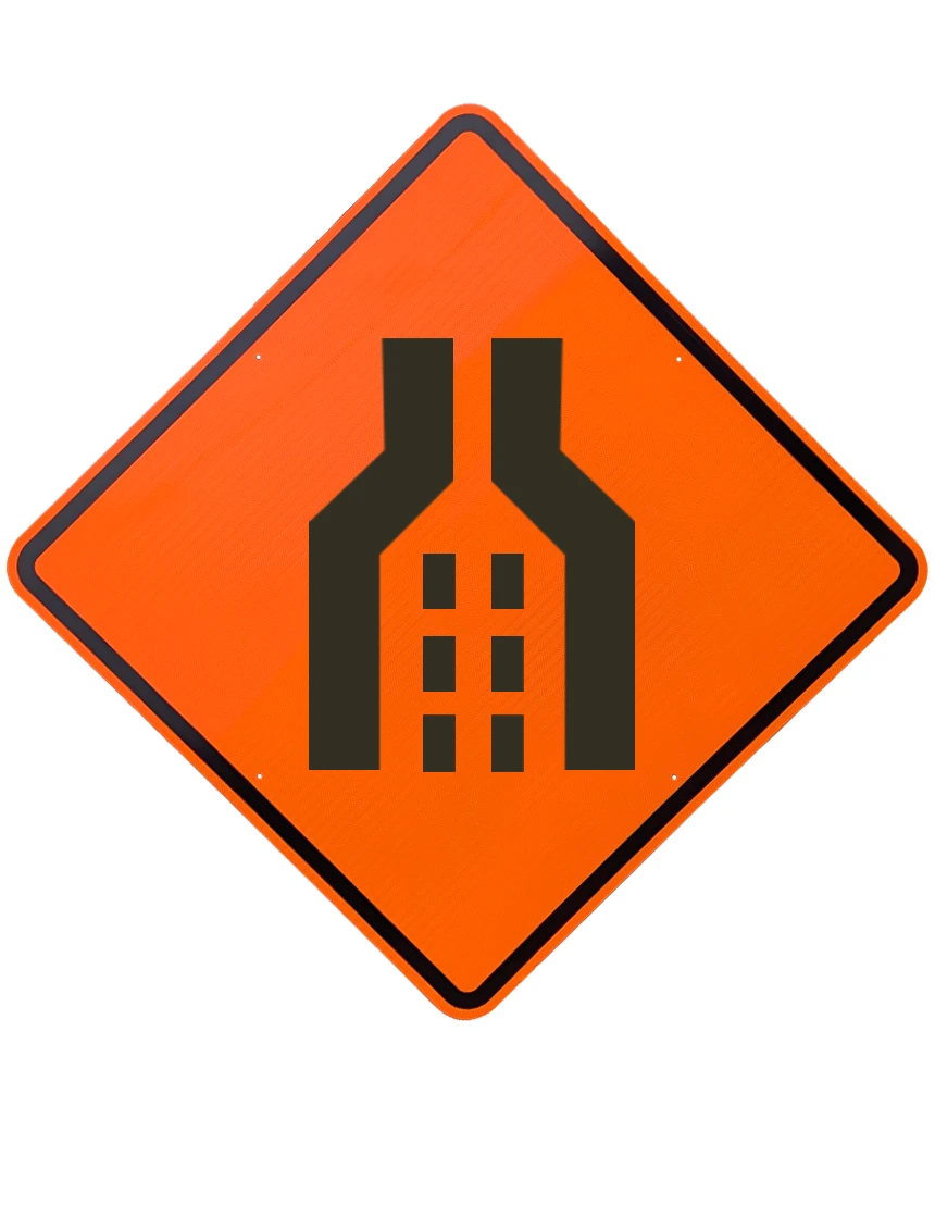 48\", Aluminum, Diamond Grade Reflective Sign, DOUBLE MERGE SYMBOL