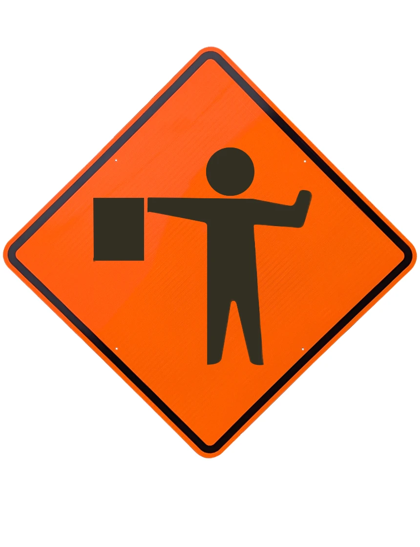 48\", Aluminum, Diamond Grade Reflective Sign, Flagger with Flag Symbol