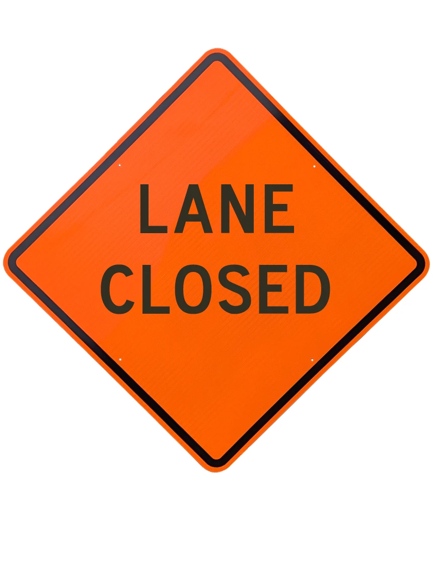 48\", Aluminum, Diamond Grade Reflective Sign, LANE CLOSED