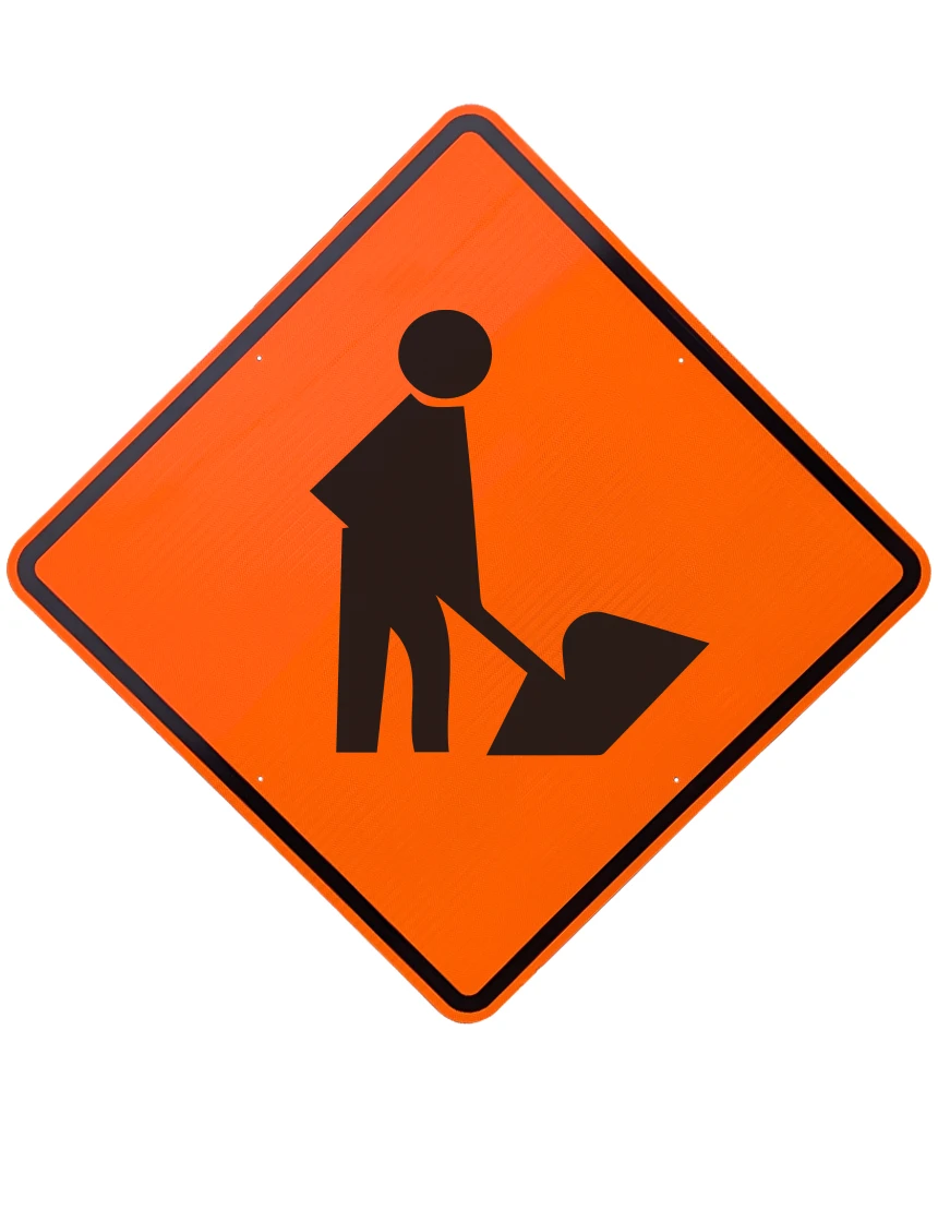 48\", Aluminum, Diamond Grade Reflective Sign, Men Working Symbol