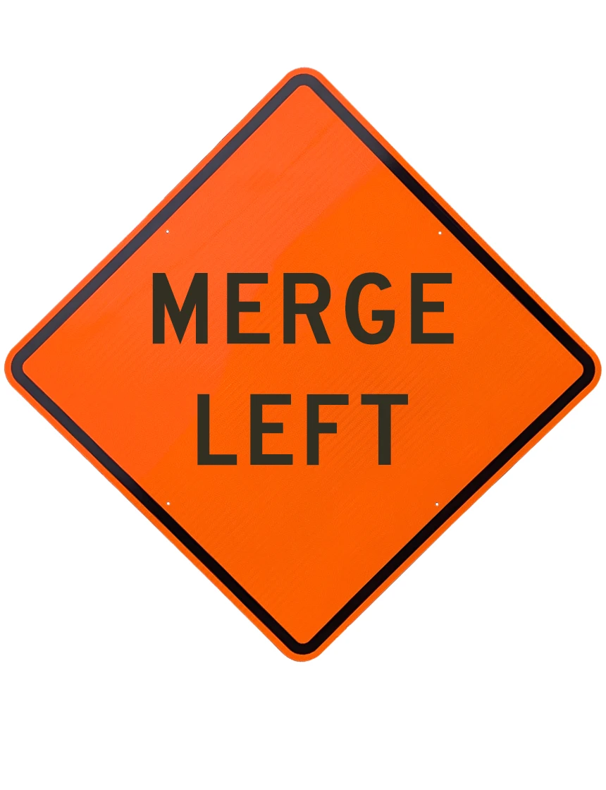 48\", Aluminum, Diamond Grade Reflective Sign, MERGE LEFT