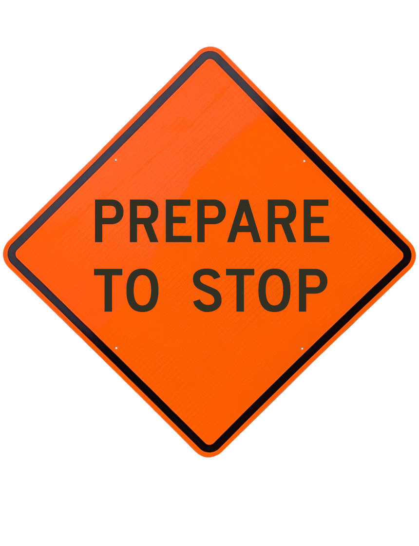48\", Aluminum, Diamond Grade Reflective Sign, PREPARE TO STOP