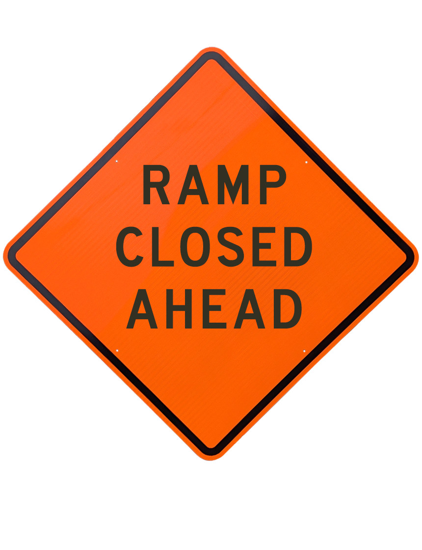 48\", Aluminum, Diamond Grade Reflective Sign, RAMP CLOSED AHEAD