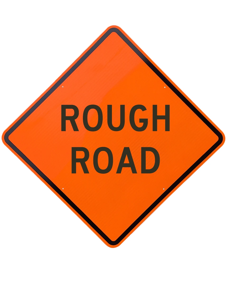 48\", Aluminum, Diamond Grade Reflective Sign, ROUGH ROAD