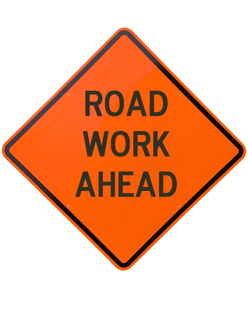 48\", Aluminum, Diamond Grade Reflective Sign, ROAD WORK AHEAD
