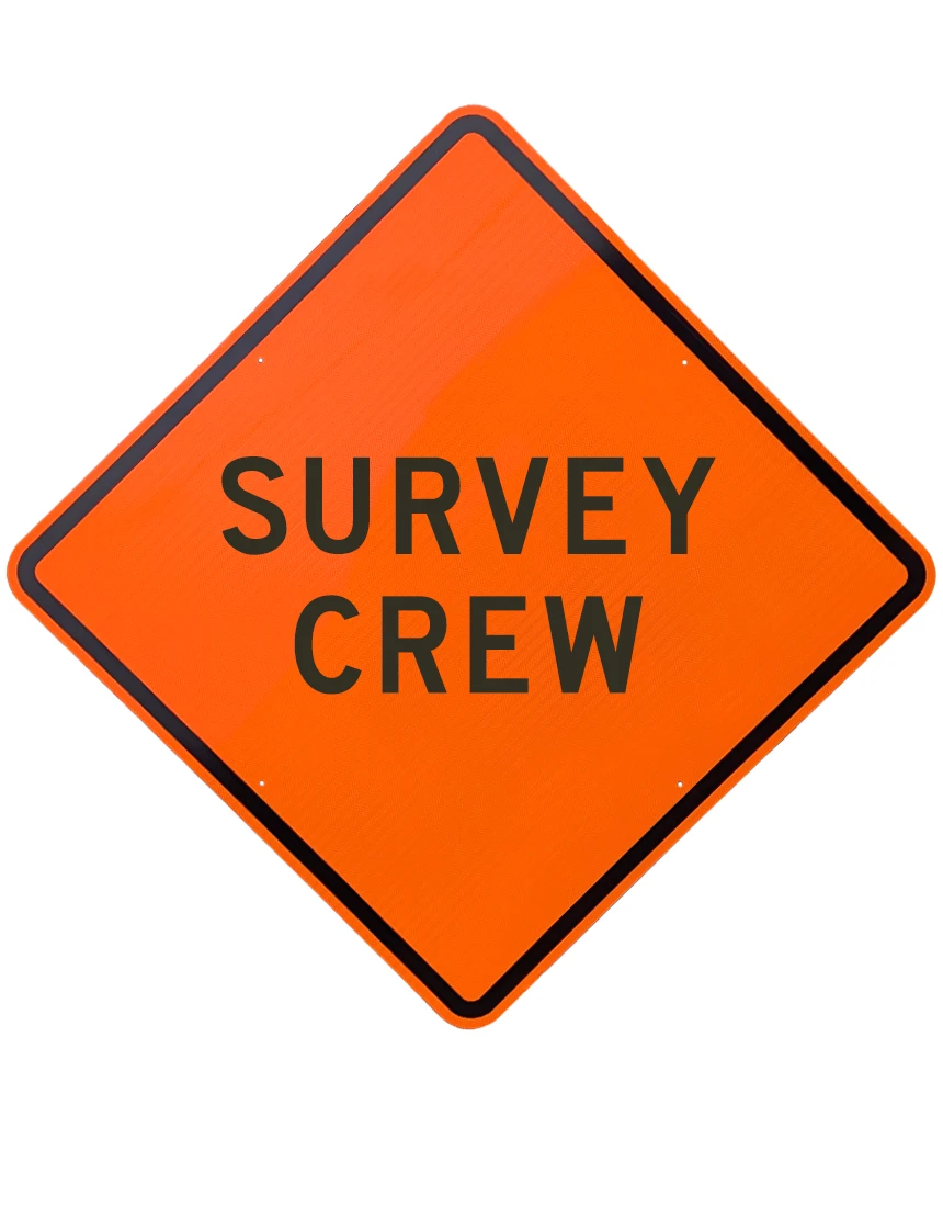 48\", Aluminum, Diamond Grade Reflective Sign, SURVEY CREW