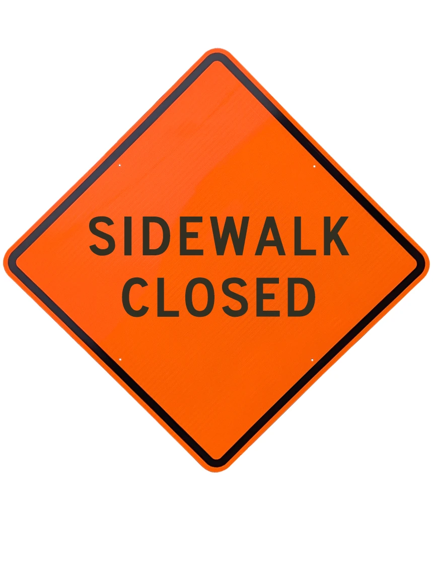 48\", Aluminum, Diamond Grade Reflective Sign, SIDEWALK CLOSED