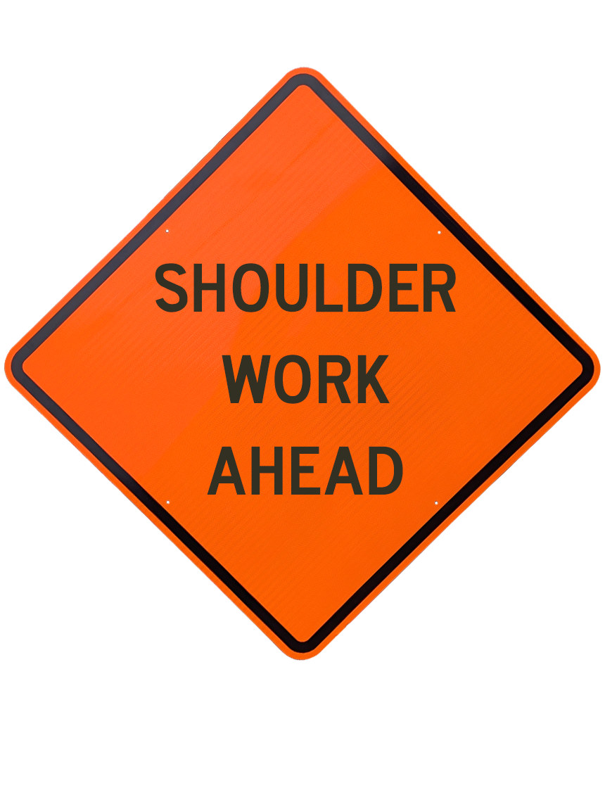 48\", Aluminum, Diamond Grade Reflective Sign, SHOULDER WORK AHEAD