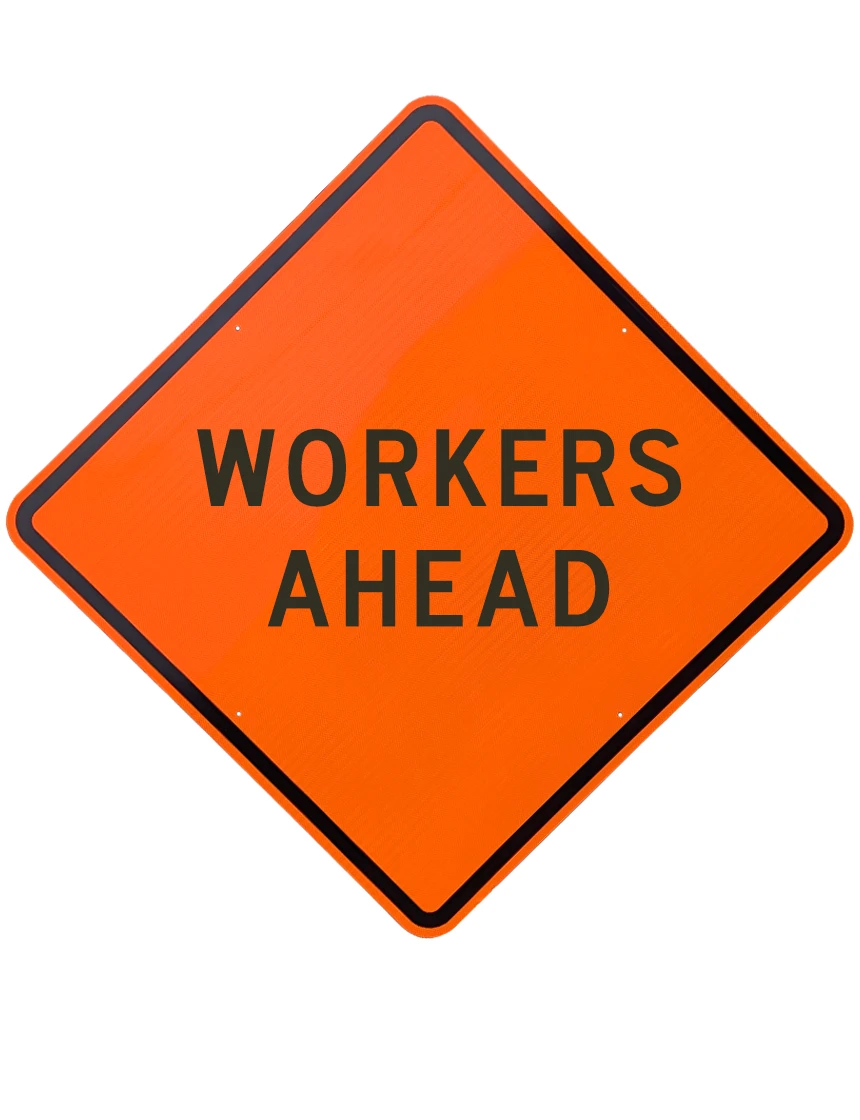 48\", Aluminum, Diamond Grade Reflective Sign, WORKERS AHEAD