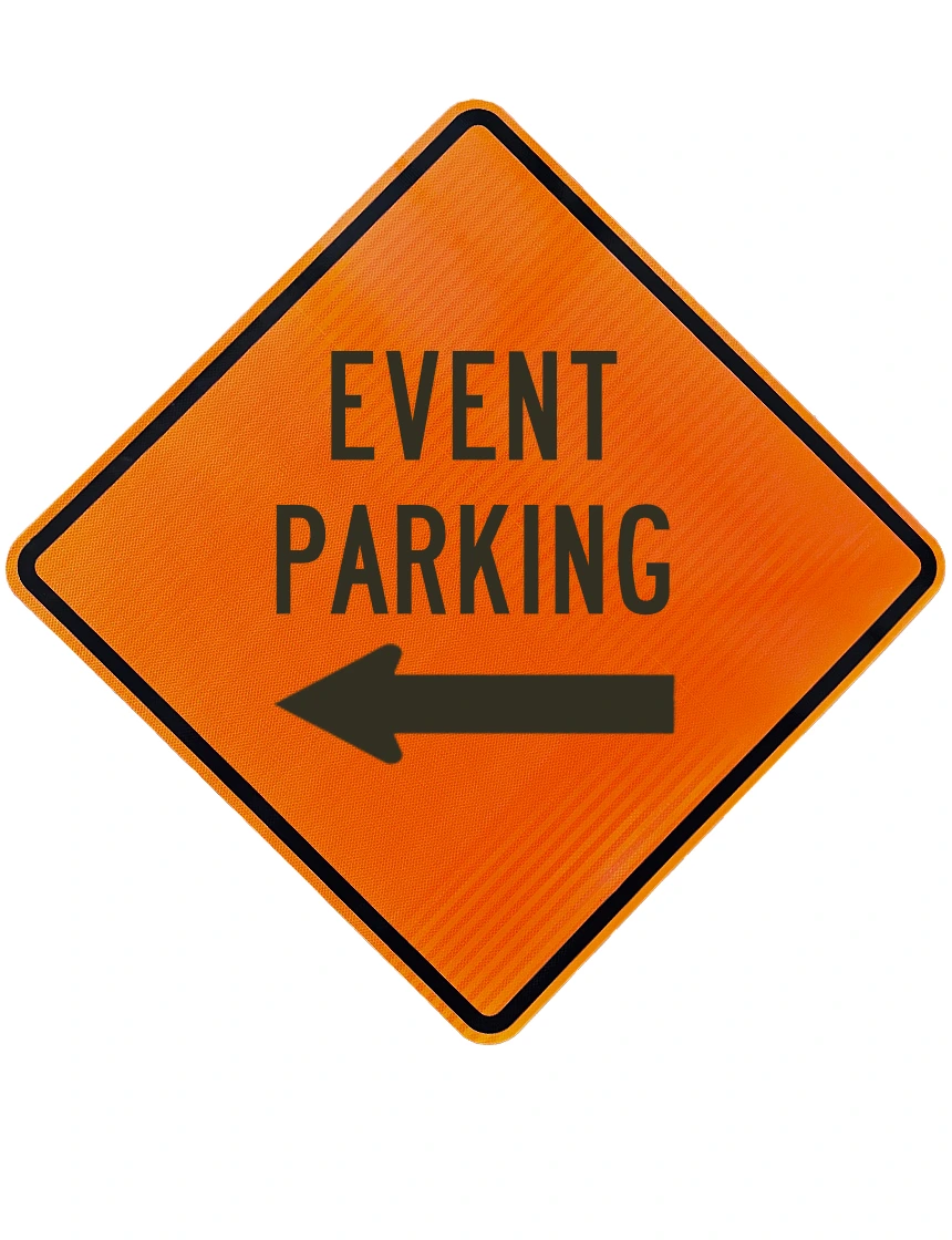 48\", Aluminum, High Intensity Reflective Sign, EVENT PARKING LEFT ARROW