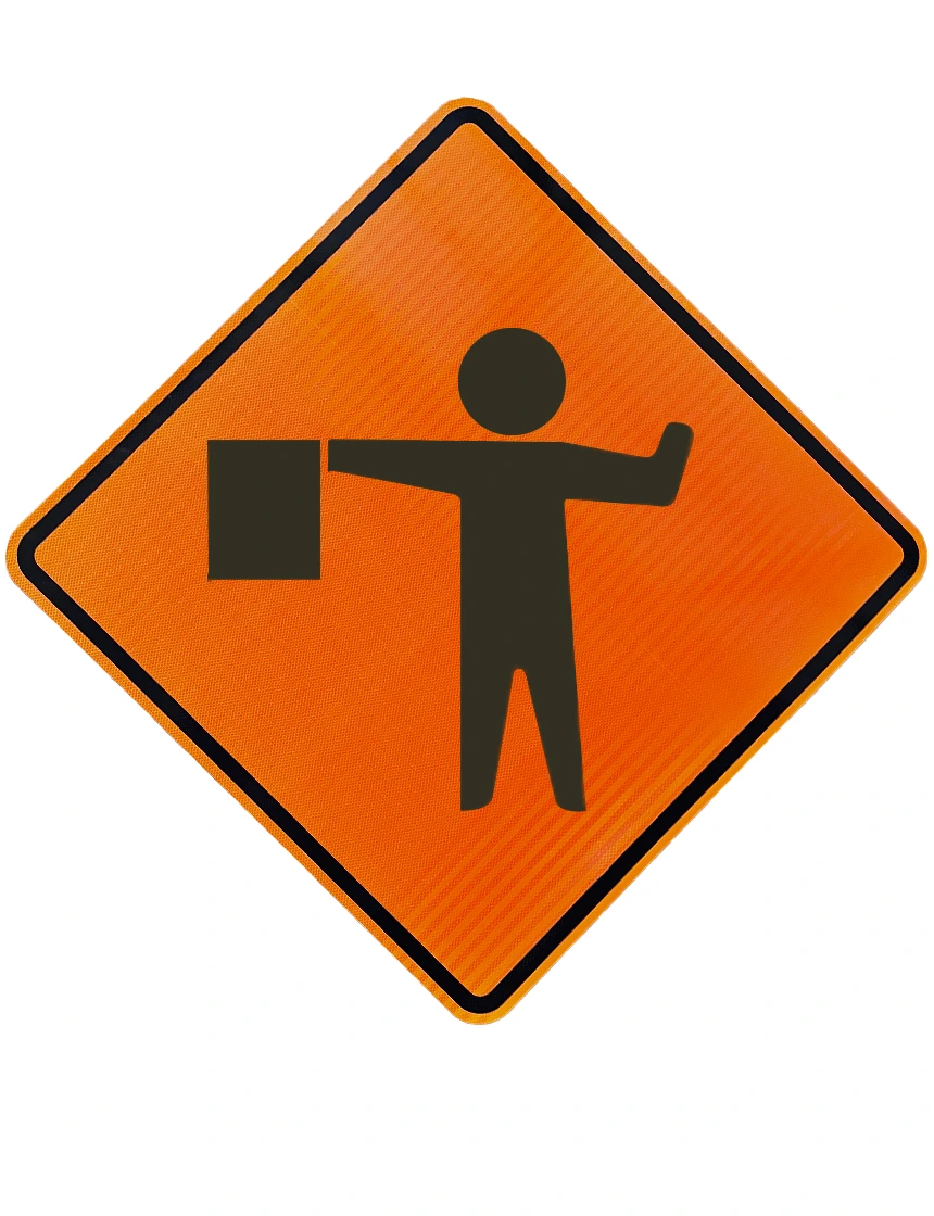 48\", Aluminum, High Intensity Reflective Sign, Flagger with Flag Symbol