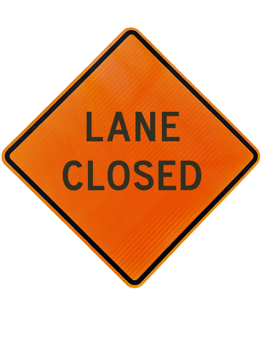 48\", Aluminum, High Intensity Reflective Sign, LANE CLOSED