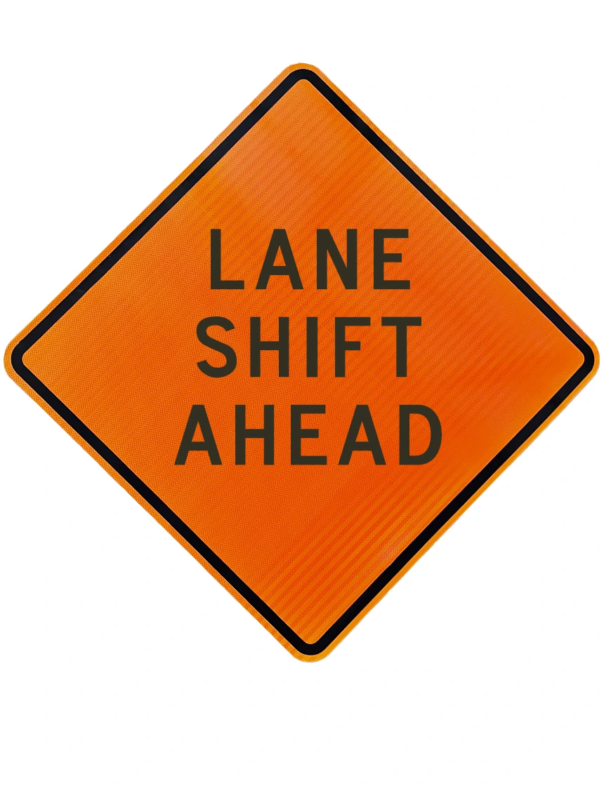 48\", Aluminum, High Intensity Reflective Sign, LANE SHIFT AHEAD
