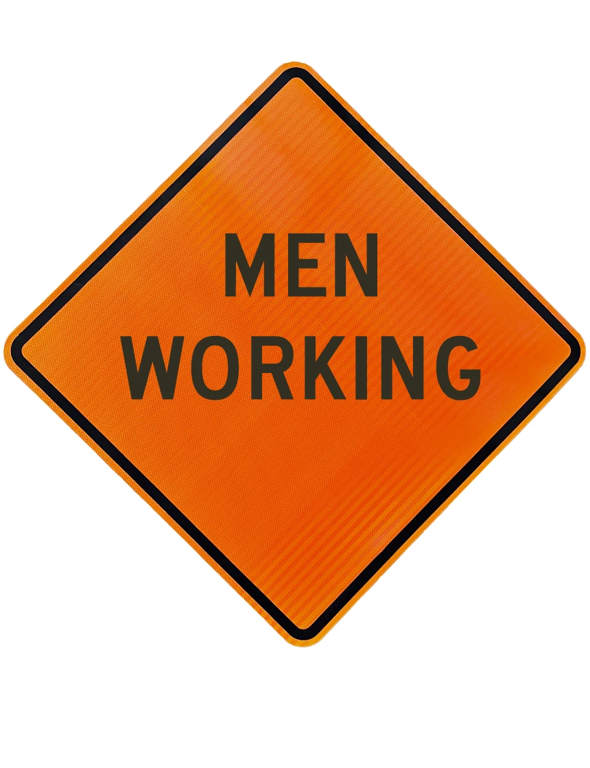 48\", Aluminum, High Intensity Reflective Sign, MEN WORKING (Text)
