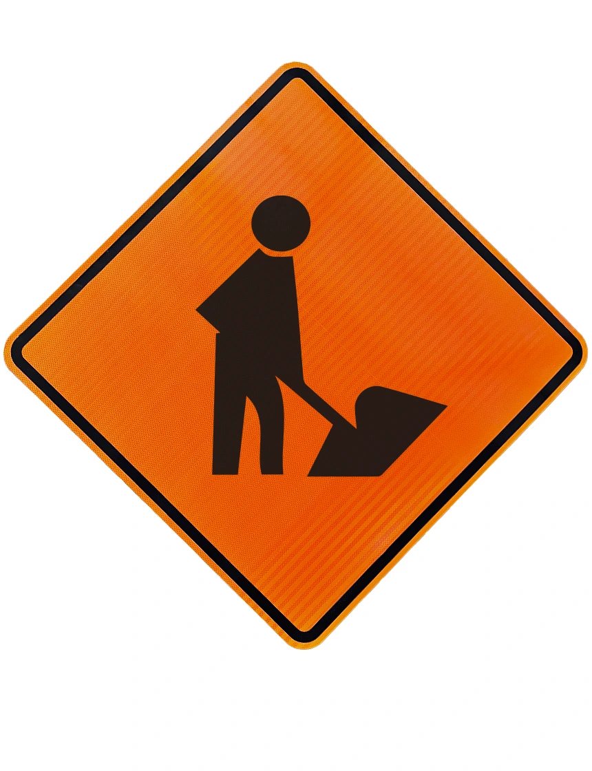 48\", Aluminum, High Intensity Reflective Sign, Men Working Symbol