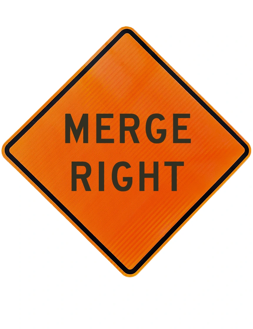 48\", Aluminum, High Intensity Reflective Sign, MERGE RIGHT