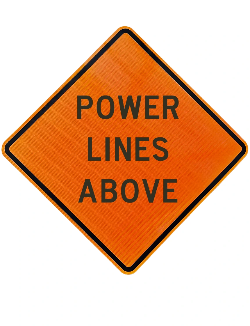 48\", Aluminum, High Intensity Reflective Sign, POWER LINES ABOVE