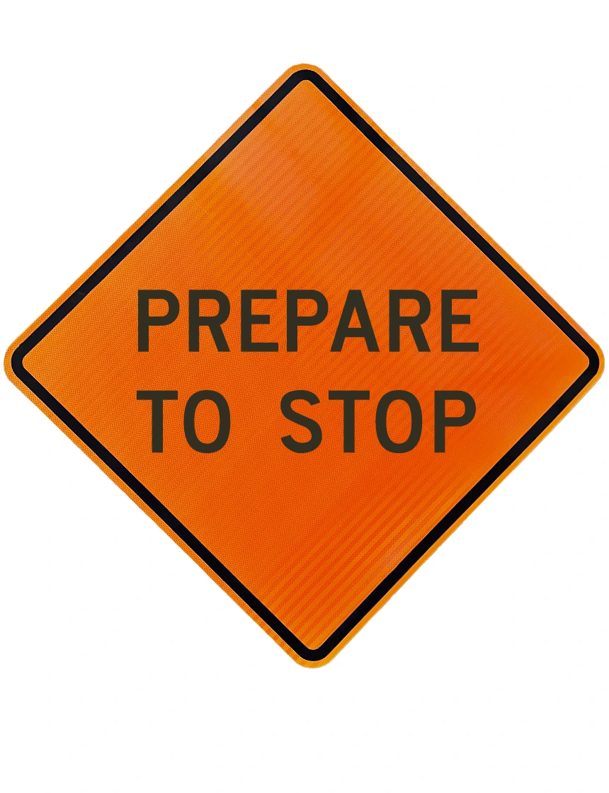 48\", Aluminum, High Intensity Reflective Sign, PREPARE TO STOP