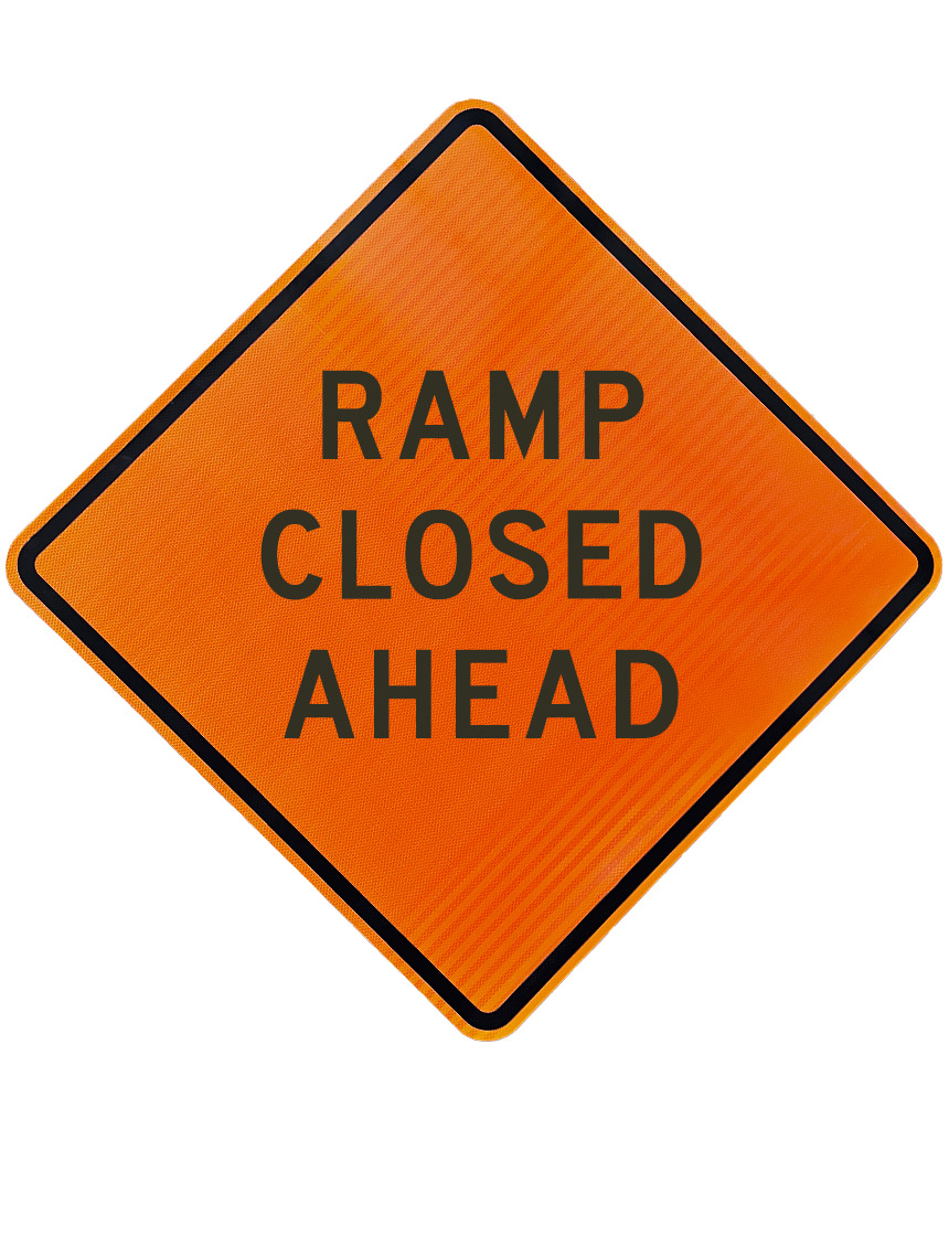 48\", Aluminum, High Intensity Reflective Sign, RAMP CLOSED AHEAD