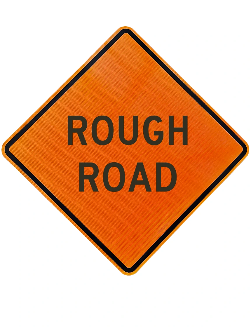 48\", Aluminum, High Intensity Reflective Sign, ROUGH ROAD