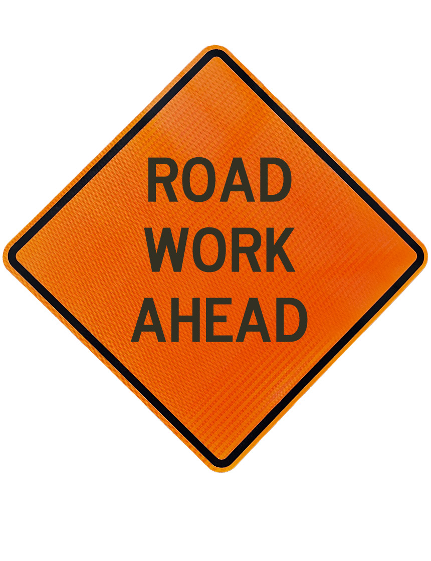 48\", Aluminum, High Intensity Reflective Sign, ROAD WORK AHEAD