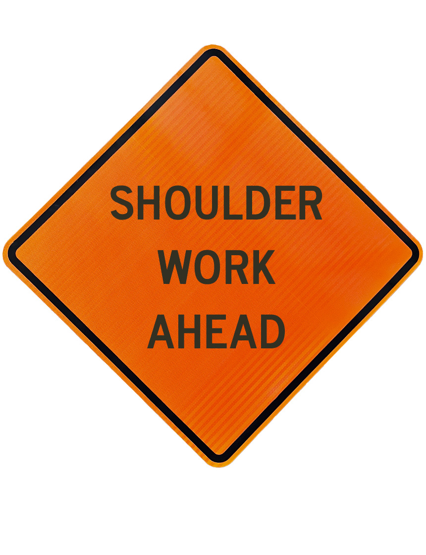 48\", Aluminum, High Intensity Reflective Sign, SHOULDER WORK AHEAD