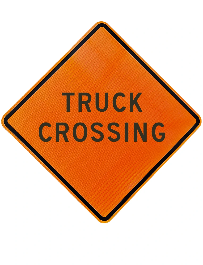 48\", Aluminum, High Intensity Reflective Sign, TRUCK CROSSING