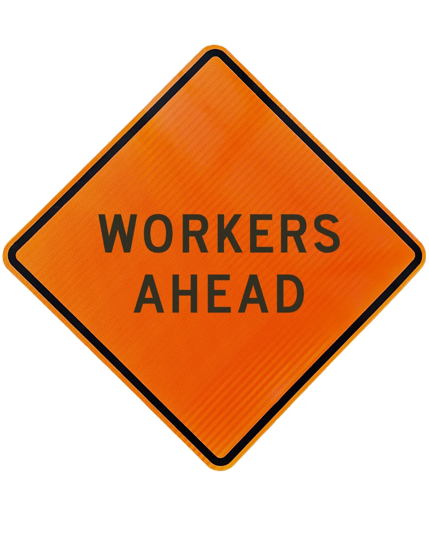 48\", Aluminum, High Intensity Reflective Sign, WORKERS AHEAD