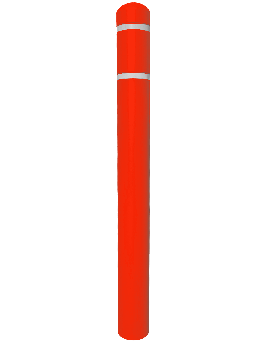5\" X 52\" Red Bollard Cover w/ Two White Reflective Stripes