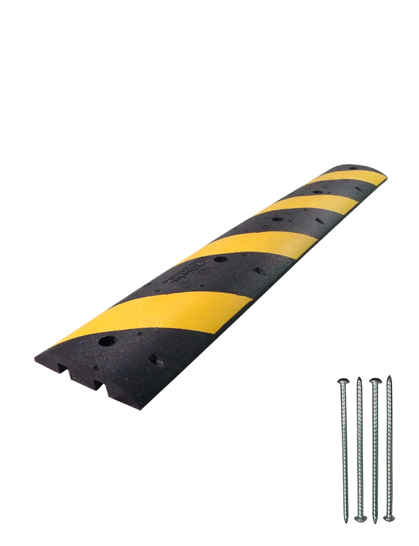 6\u0027 Clearline Heavy Duty Rubber Speed Bump w/ Five (5) 14\" Galvanized Rebar Spikes
