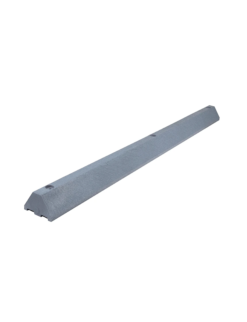 6\u0027, 4\" Tall, \u0027Industrial\u0027 Gray Recycled Plastic Parking Block w/14\" Galvanized Rebar Steel Spikes