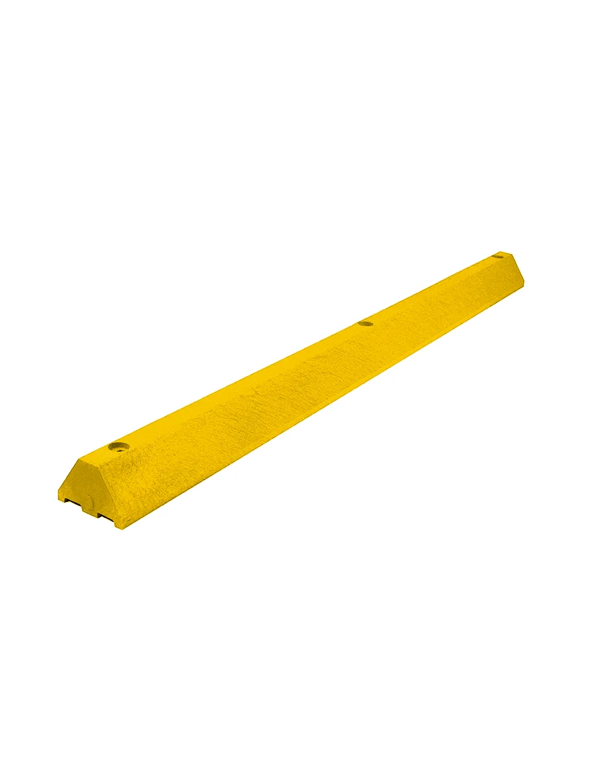 6\u0027, 4\" Tall, \u0027Industrial\u0027 Yellow Recycled Plastic Parking Block w/14\" Galvanized Rebar Steel Spikes