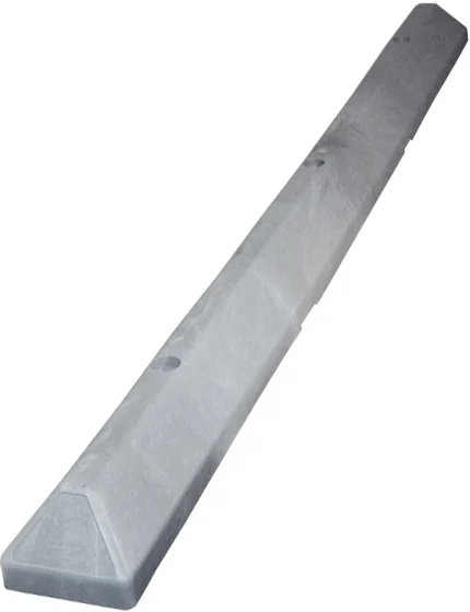 6 foot Gray Recycled Plastic Commercial Parking Block with 12\" Steel Mounting Spikes