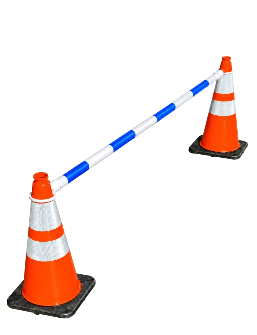 Cortina 6\u0027 to 10\u0027 Blue \u0026 White Reflective Traffic Cone Bar