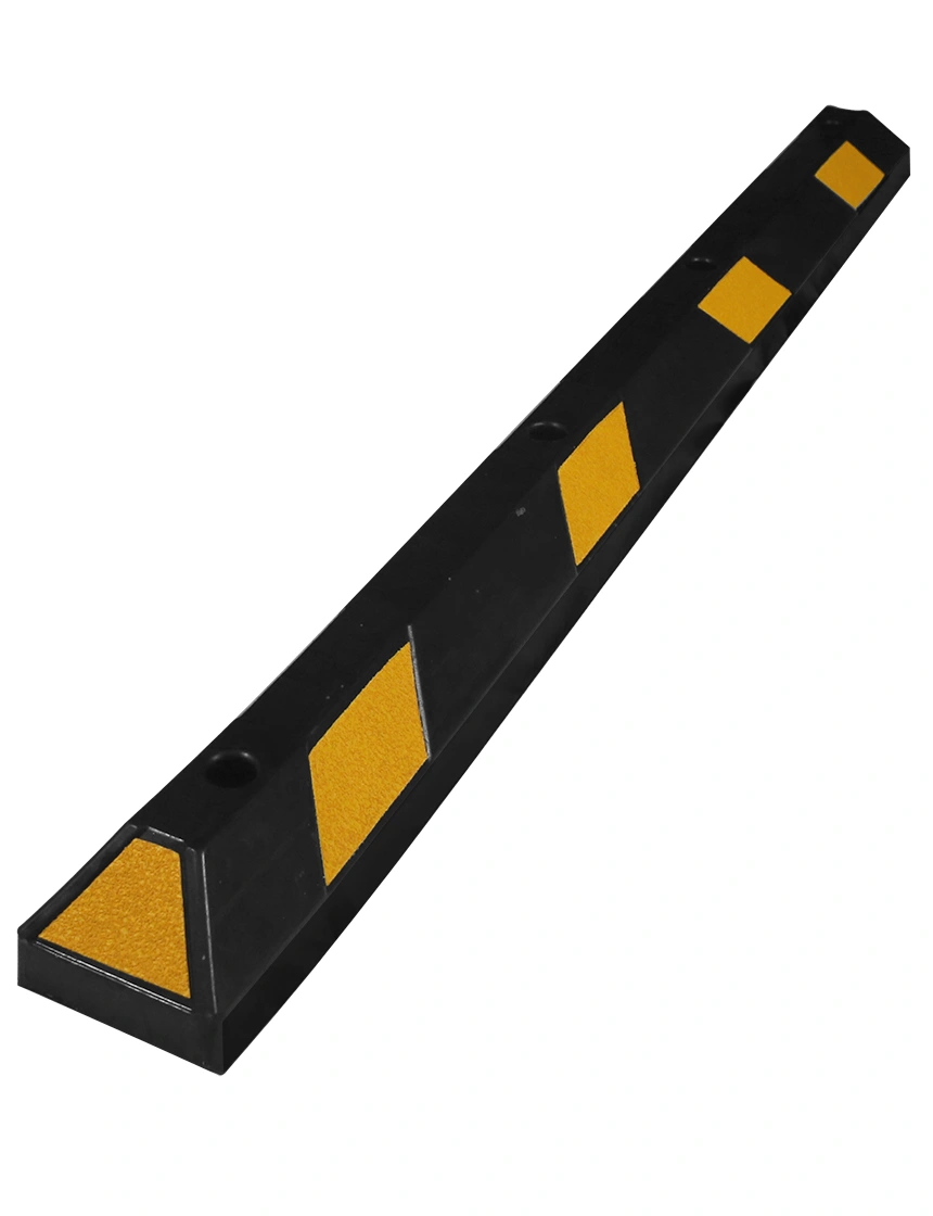 6\u0027 Black Rubber Parking Block with Yellow Reflective Panels and No Mounting Hardware
