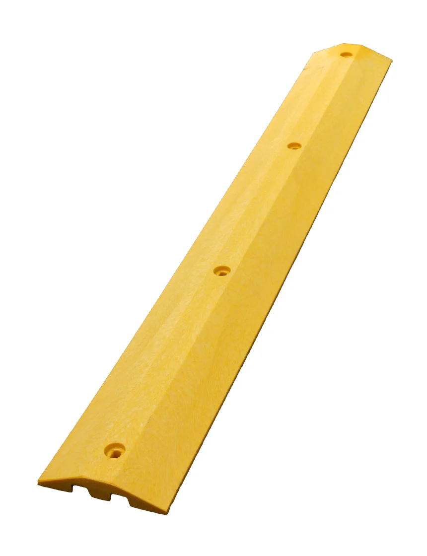 6\u0027 Yellow \u0027Economy\u0027 Recycled Plastic Speed Bump with 12\" Galvanized Steel Spikes